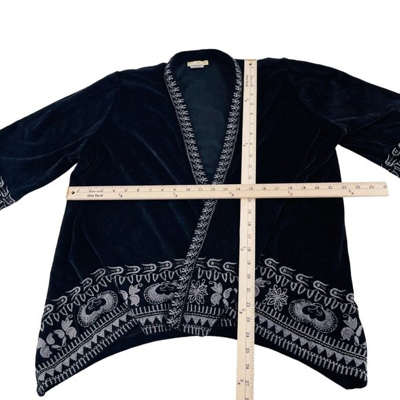 Sweet Magnolia Womens Embroidered Cardigan Size L Black & White Cotton Blend - Picture 3 of 5
